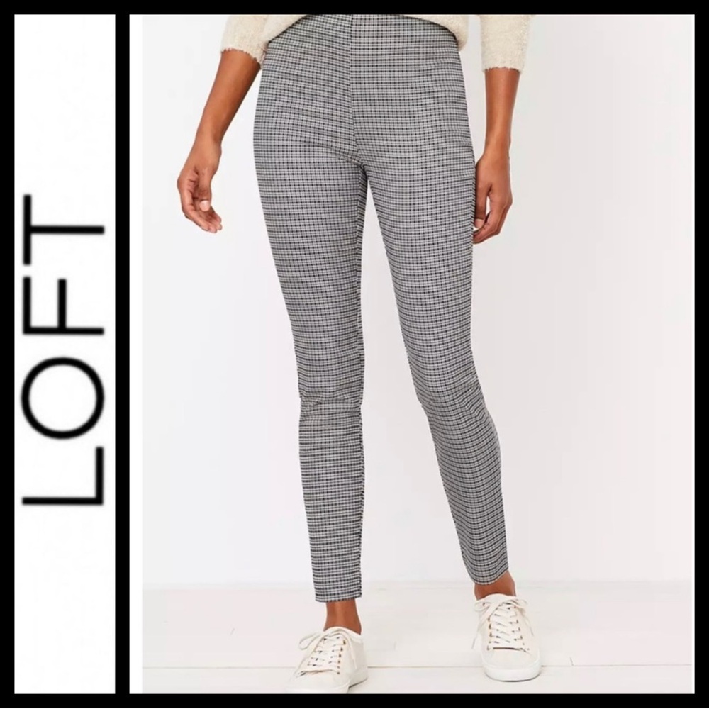 NWOT LOFT High Waist Houndstooth Curvy Skinny Pants